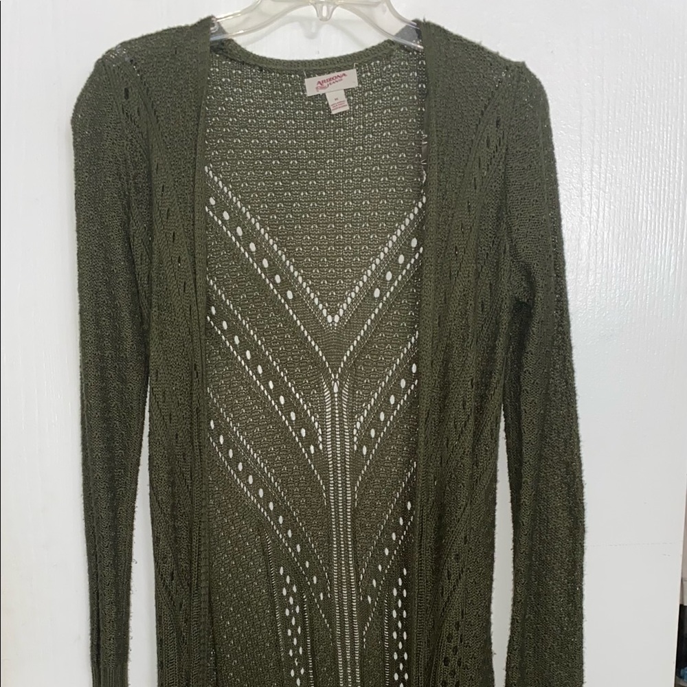 Long olive green cardigan